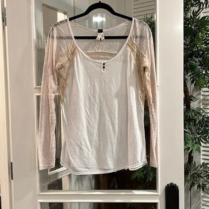 Free people long sleeve cream shirt